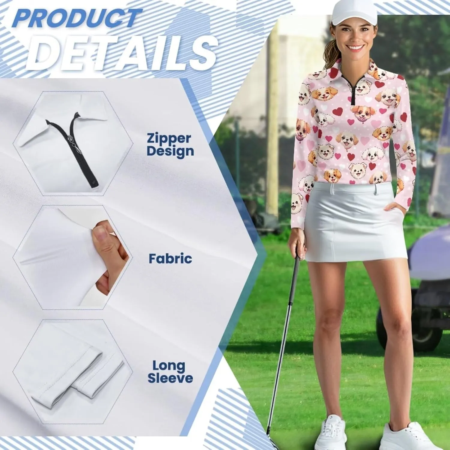 Belidome Long Sleeve Golf Shirt Womens Half Zip Athletic Top Moisture Wicking Outfit Activewear Quick Dry