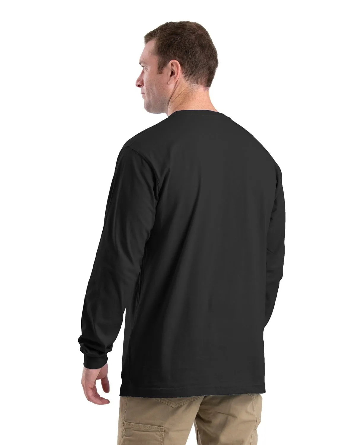 Berne Apparel Mens Heavyweight Pocket Tee Black 100% Cotton L/S T-Shirt Everyday Comfort networking event