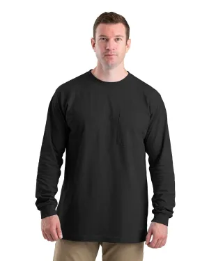 Berne Apparel Mens Heavyweight Pocket Tee Black 100% Cotton L/S T-Shirt Durable Stitching Berne Apparel Mens Heavyweight Pocket Tee Black 100% Cotton L/S T-Shirt Gradient effect Chilly Day Wear