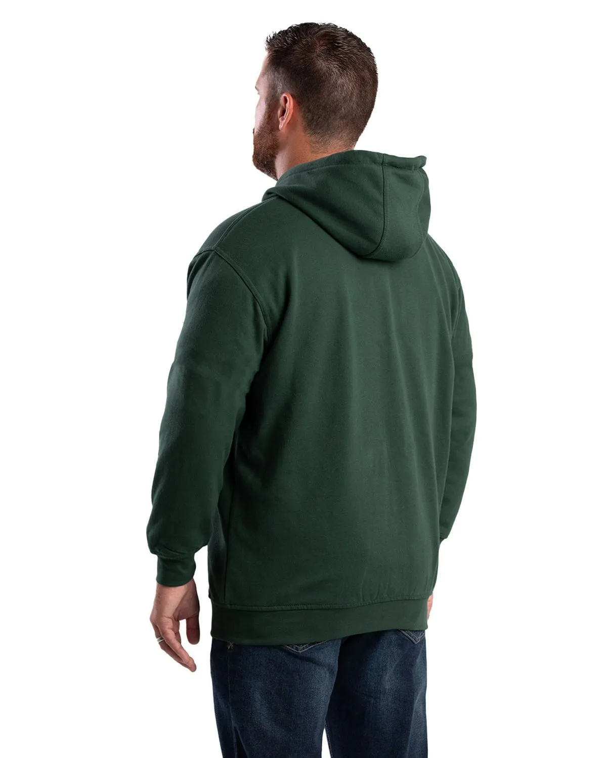 Tailored Fit Berne Apparel Mens Heritage Thermal-Lined Zip Green Cotton Blend Hoodie