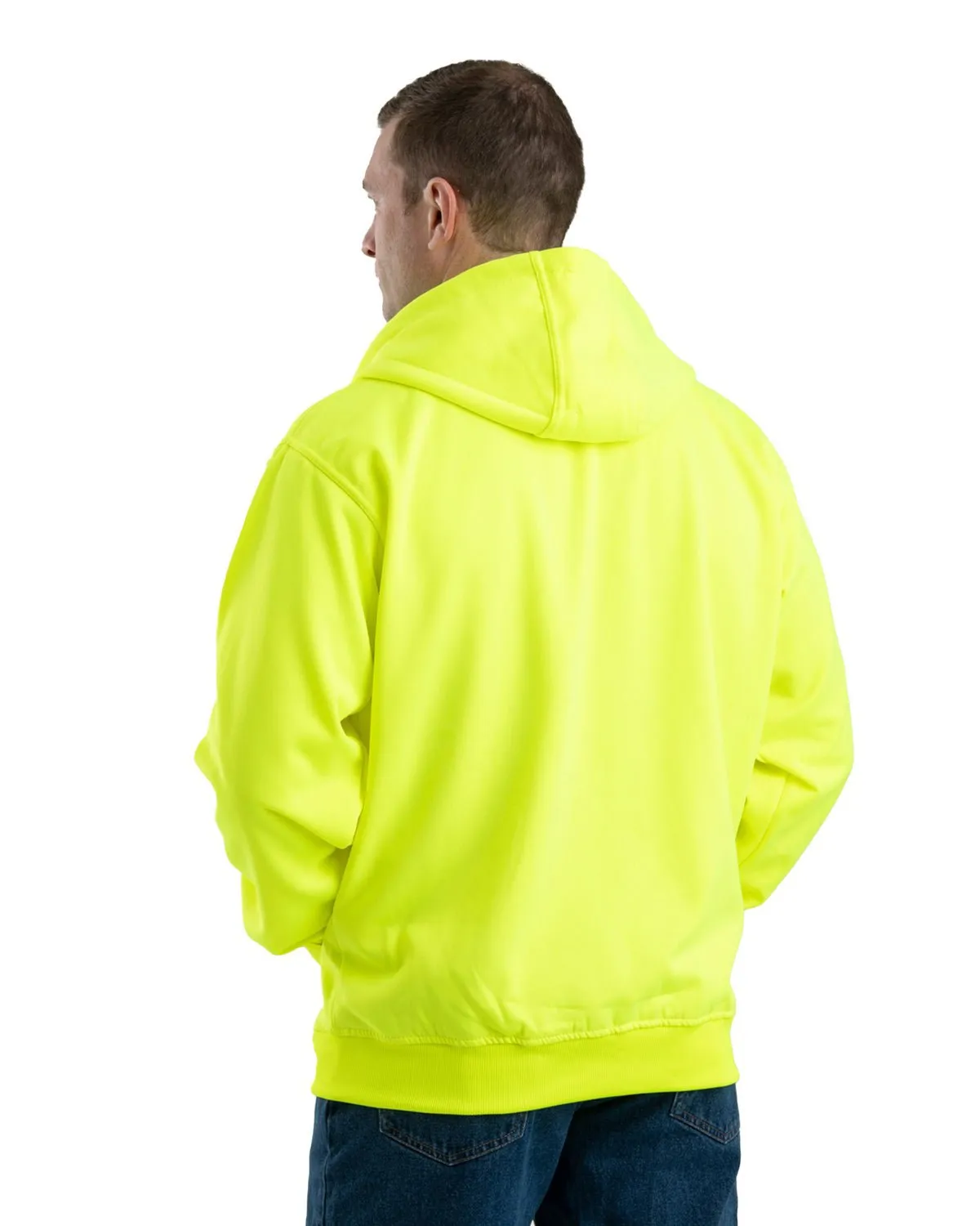 Versatile Layering Piece Urban Fashion Berne Apparel Mens Hi Vis Thermal-Lined Hooded Yellow Fleece Hoodie