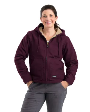 Berne Apparel Womens Sherpa-Lined Duck Hooded Plum 100% Cotton Jacket Sleek Style Layer game Plain Comfort Berne Apparel Womens Sherpa-Lined Duck Hooded Plum 100% Cotton Jacket
