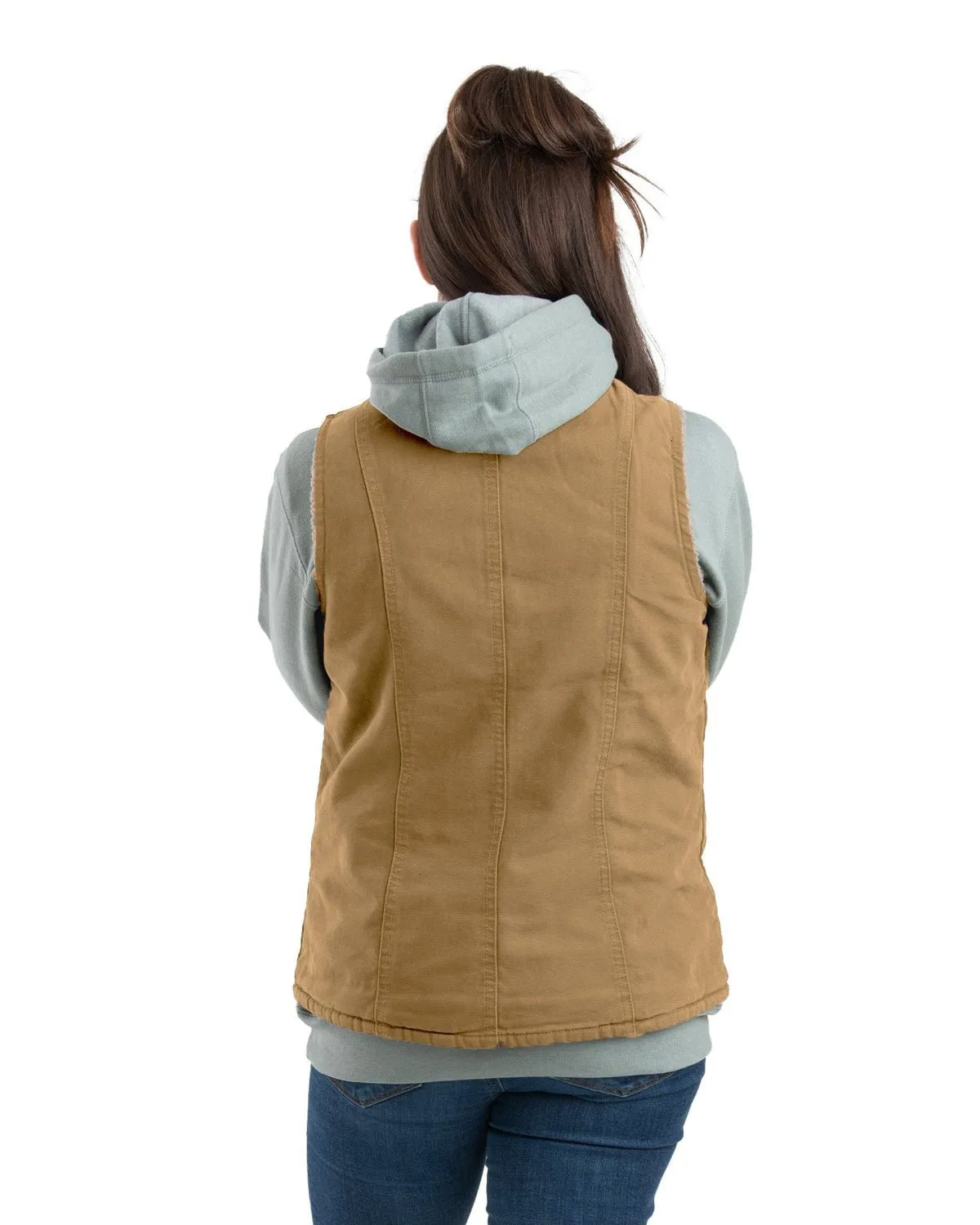 High Quality Eco Friendly Berne Apparel Womens Sherpa-Lined Softstone Duck Brown Duck 100% Cotton Vest