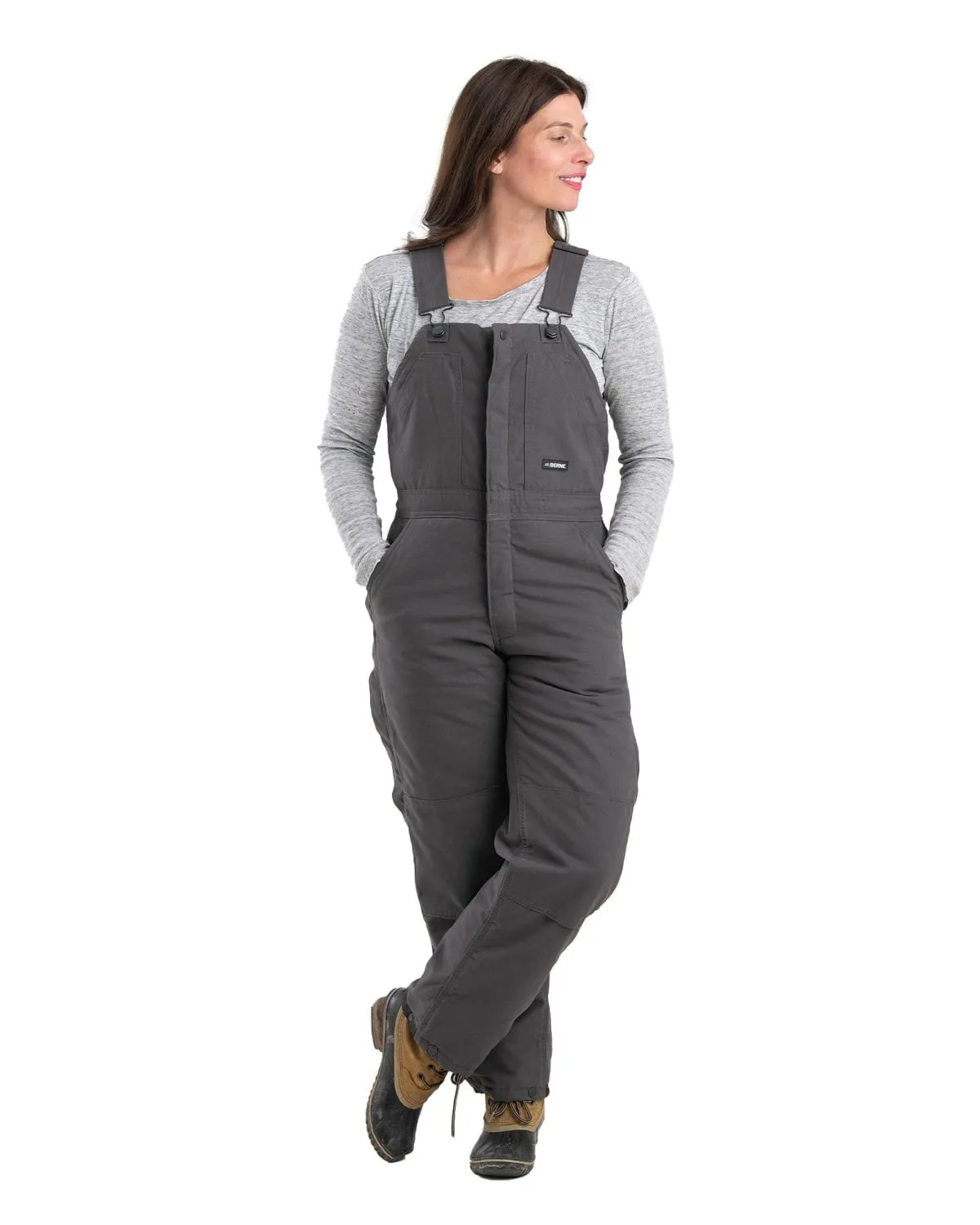 Berne Apparel Womens Softstone Duck Insulated Titanium 100% Cotton Bib Overall Timeless Design Classic Wear Party Look