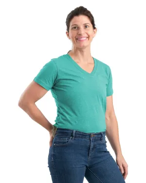 Berne Aqua Cotton Blend Ladies Lightweight Performance V-Neck S/S Flexible Fabric No Slip Shoulder Grips Berne Aqua Cotton Blend Ladies Lightweight Performance V-Neck S/S