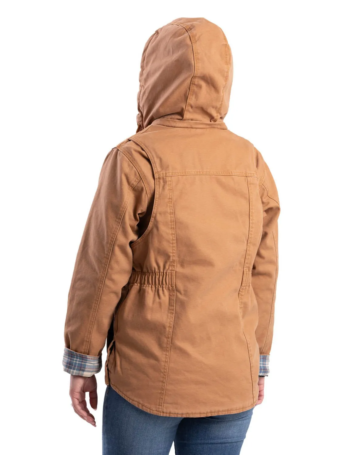 Bold Road Trip Comfortable Style Berne Brown Duck 100% Cotton Womens Vintage Washed Duck Barn Coat