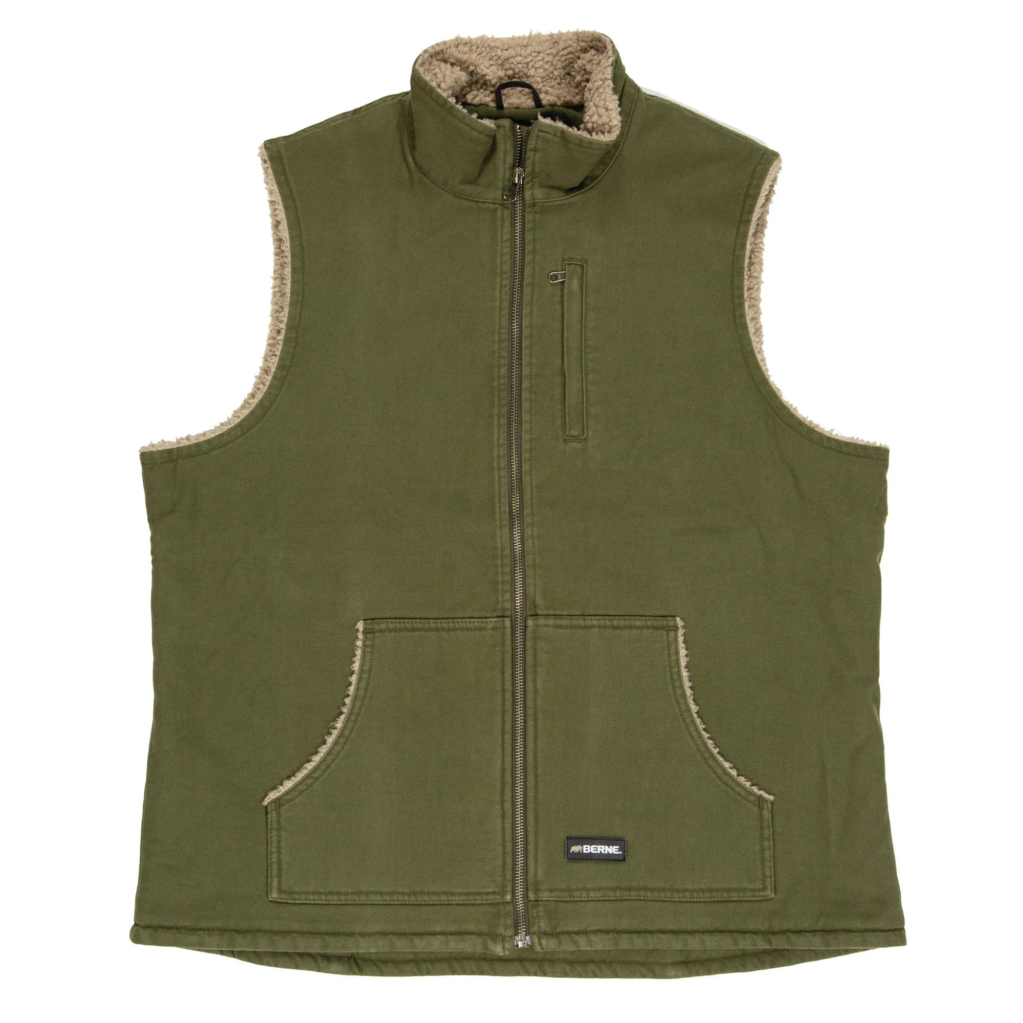 Date Night Sustainable Chic Essentials Berne Cedar Green 100% Cotton Ladies Canyon Sherpa Lined Vest