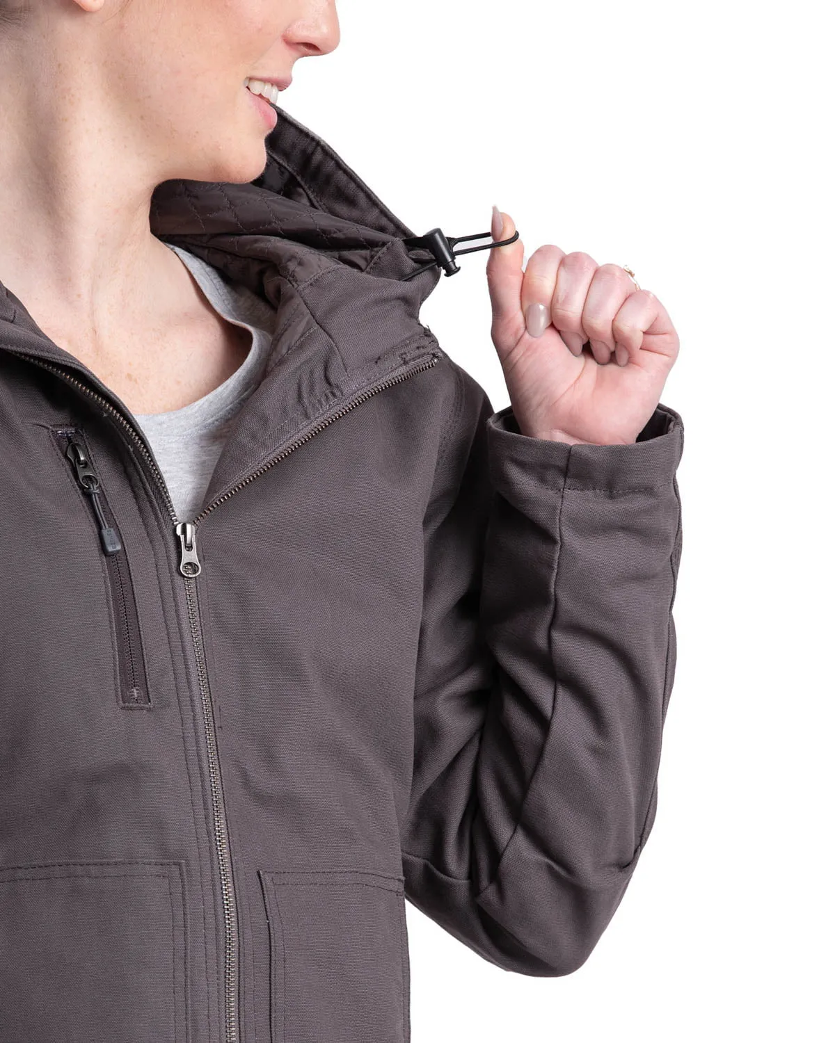 Berne Ladies Titanium 100% Cotton Ladies Hooded Jacket Go Anywhere Look Functional Wear