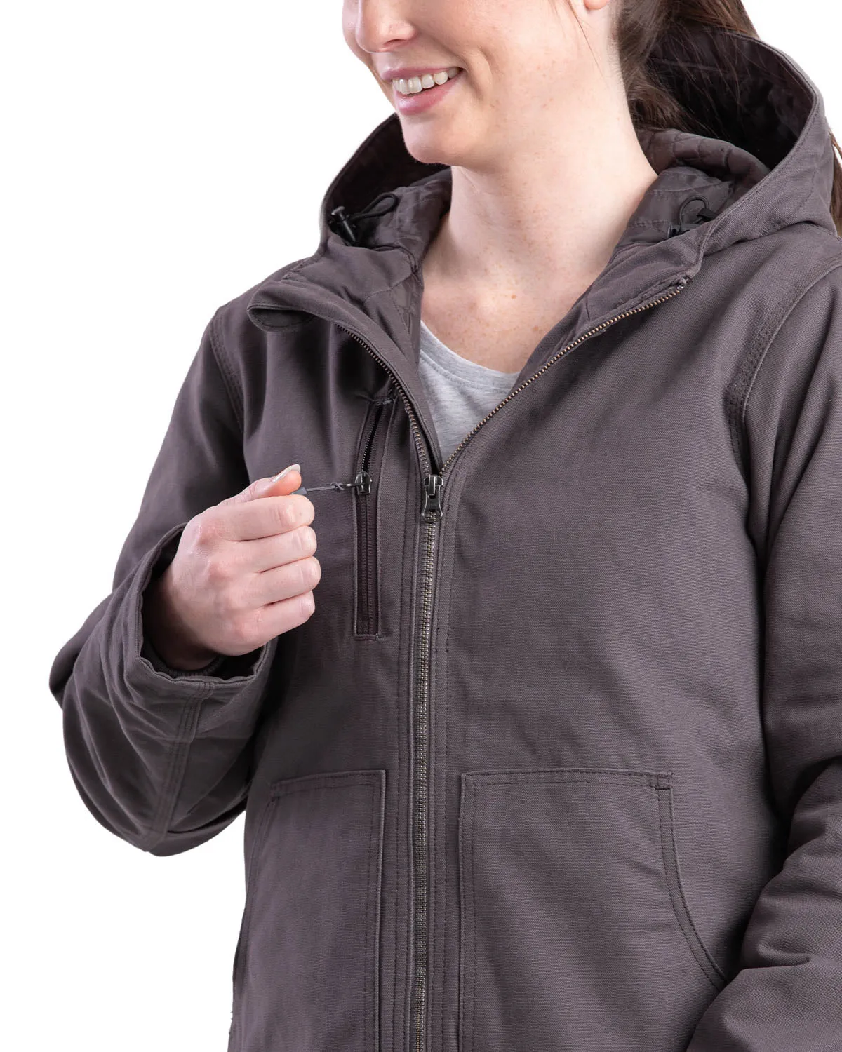 Shopping Day Outdoor Enthusiast Berne Ladies Titanium 100% Cotton Ladies Hooded Jacket