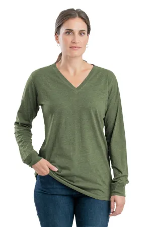Berne Lichen Cotton Blend Womens Performance V-Neck Tee L/S Camo Print Fashion Layer Sleeveless Cut Berne Lichen Cotton Blend Womens Performance V-Neck Tee L/S