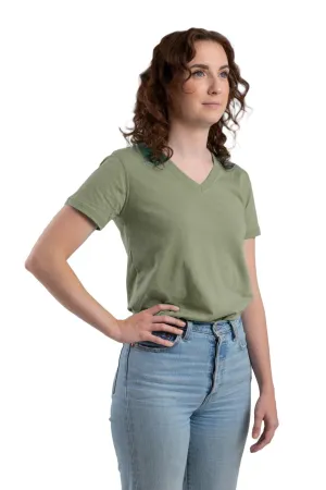 Berne Lichen Cotton Blend Womens Performance V-Neck Tee S/S windproof Flexible Mobility Timeless Fit Berne Lichen Cotton Blend Womens Performance V-Neck Tee S/S