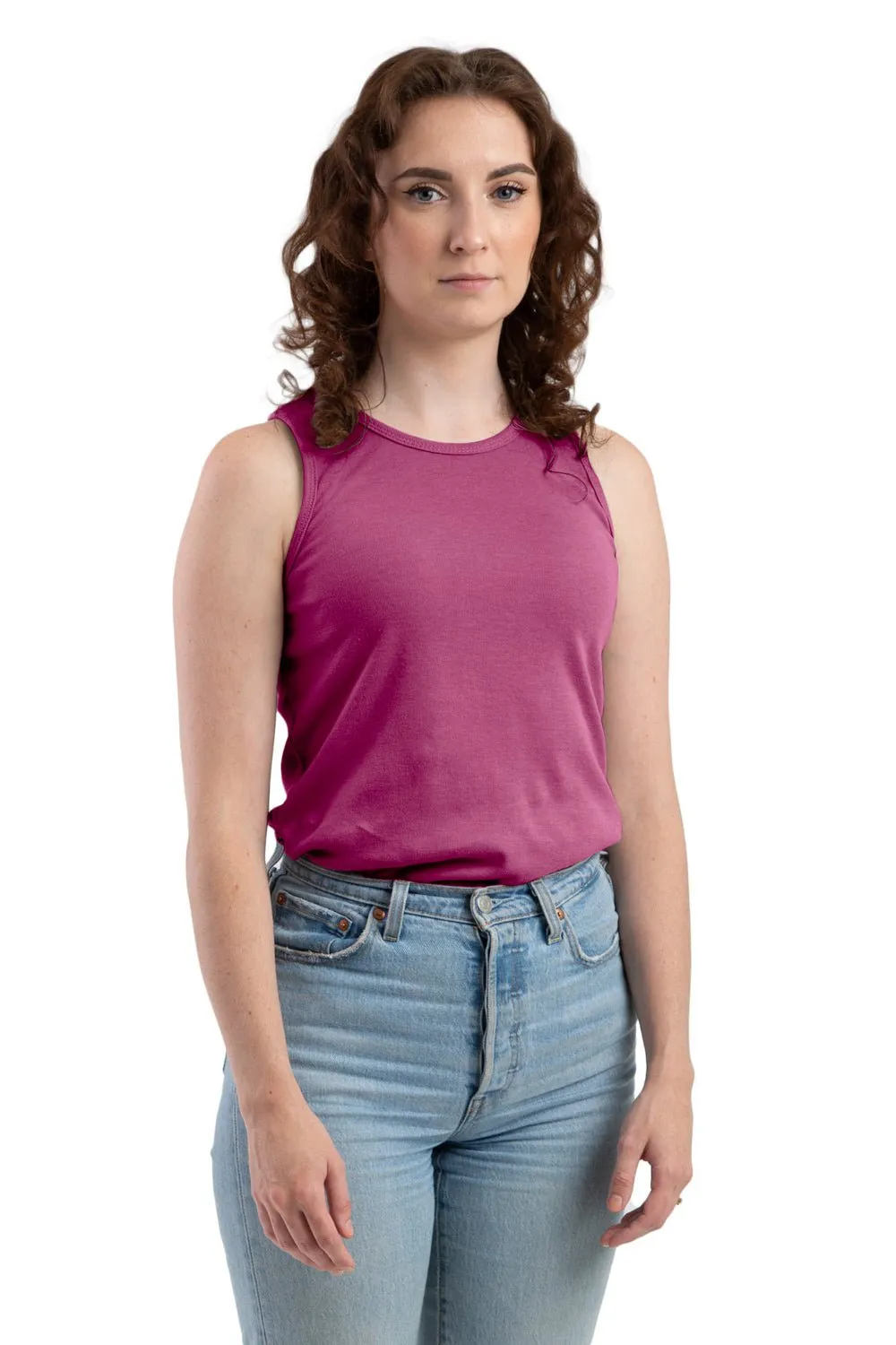 Teen Fashion Fashionable Look Berne Light Magenta Cotton Blend Womens Performance Tank S/L