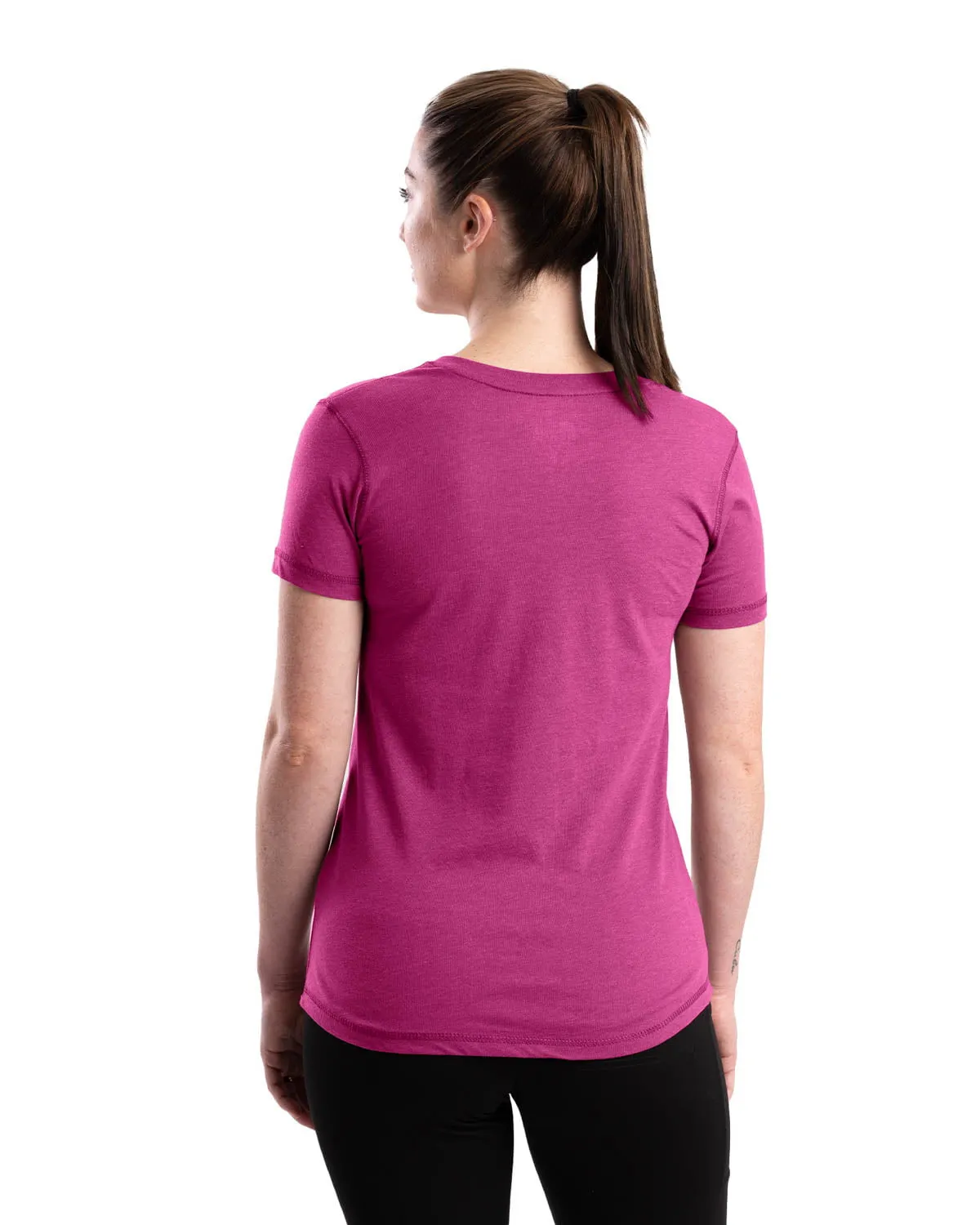 Berne Light Magenta Cotton Blend Womens Performance V-Neck Tee S/S color block