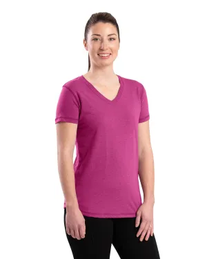 Berne Light Magenta Cotton Blend Womens Performance V-Neck Tee S/S Soft Touch Berne Light Magenta Cotton Blend Womens Performance V-Neck Tee S/S Wrinkle Resistant Youthful Vibe