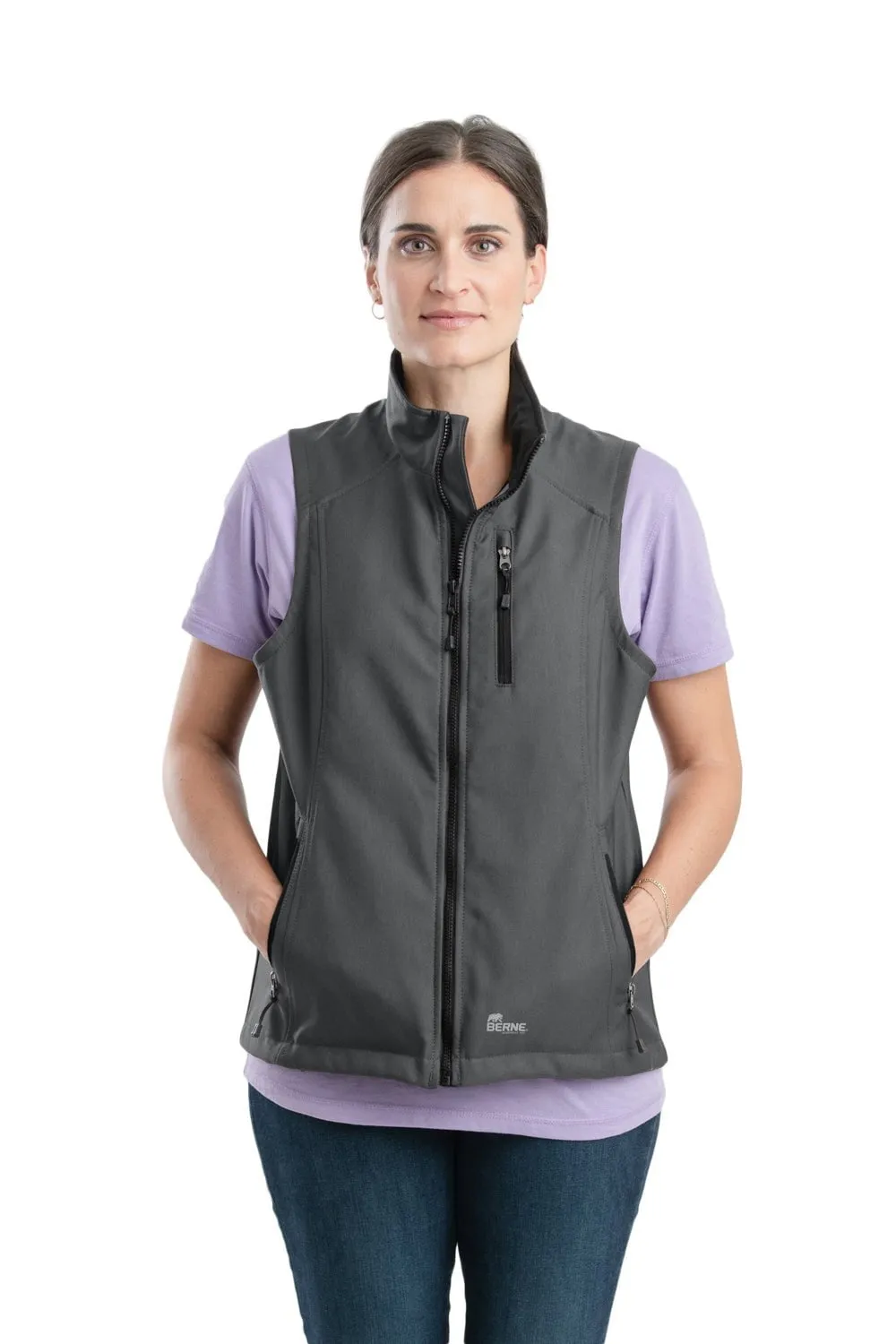 Berne Magnet Cotton Blend Womens Softshell Vest Office Wear Casual All Time Basic