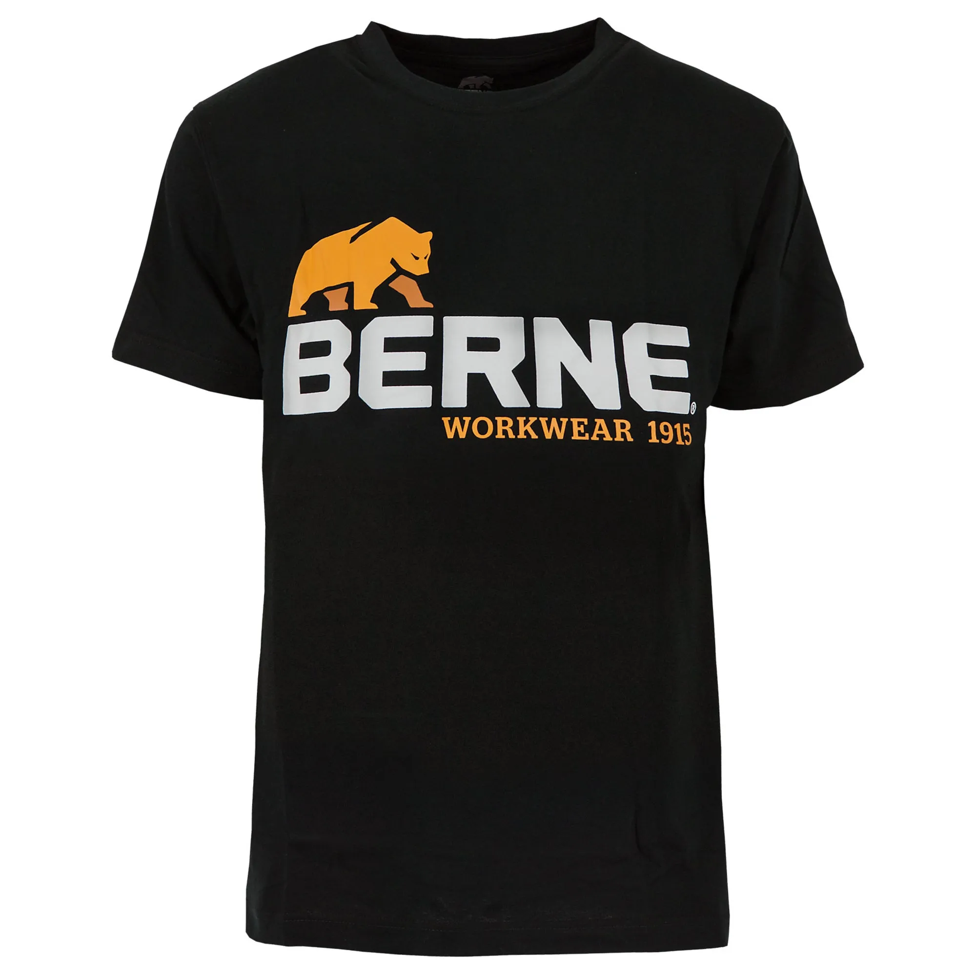 All Day Comfort Tech Berne Mens Black 100% Cotton Logo Tee S/S