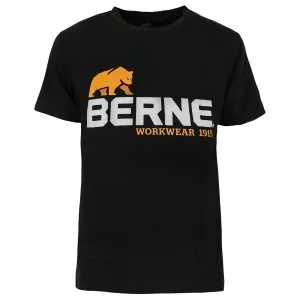 Berne Mens Black 100% Cotton Logo Tee S/S Stylish Essential Special Occasion Low Maintenance Berne Mens Black 100% Cotton Logo Tee S/S