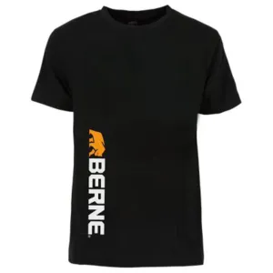 Berne Mens Black 100% Cotton Vertical Logo Tee S/S Youthful Energy Berne Mens Black 100% Cotton Vertical Logo Tee S/S Graphic Art Classic Wardrobe