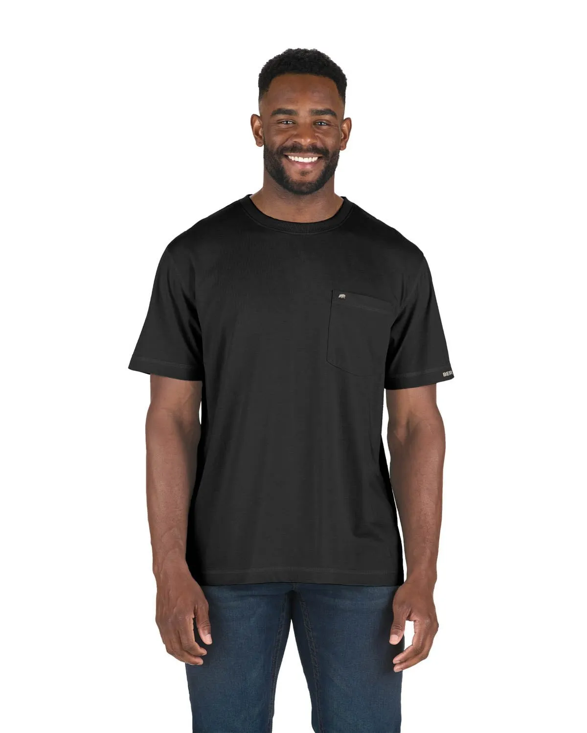 Berne Mens Black Cotton Blend Light Performance Tee S/S Summer Vibes