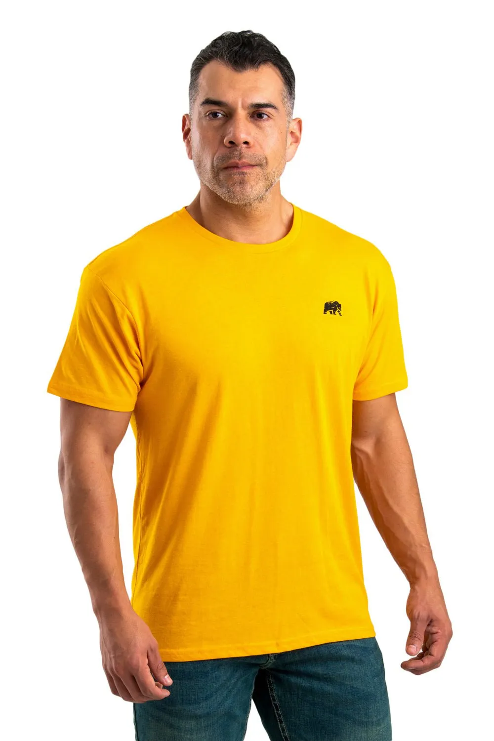 No Slip Shoulder Grip Berne Mens Gold Cotton Blend Heritage Badge Tee S/S