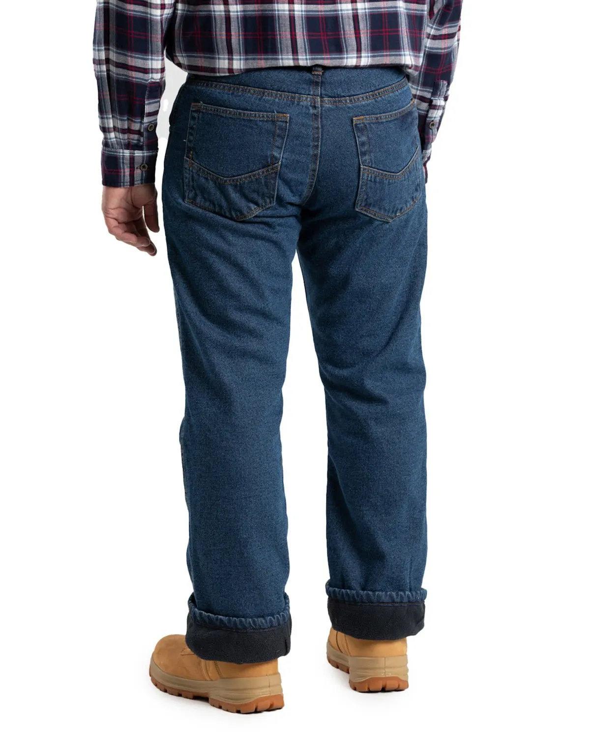Soft Date Night Street Fashion Berne Mens Heartland Fleece-Lined Denim Stone Wash Dark 100% Cotton Jeans