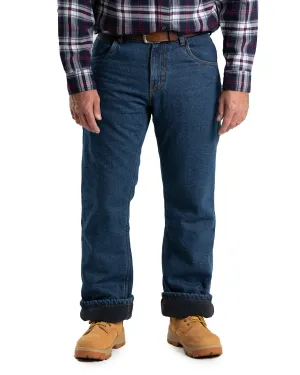 Berne Mens Heartland Fleece-Lined Denim Stone Wash Dark 100% Cotton Jeans Durable Twist Comfort Stretch Technology Berne Mens Heartland Fleece-Lined Denim Stone Wash Dark 100% Cotton Jeans