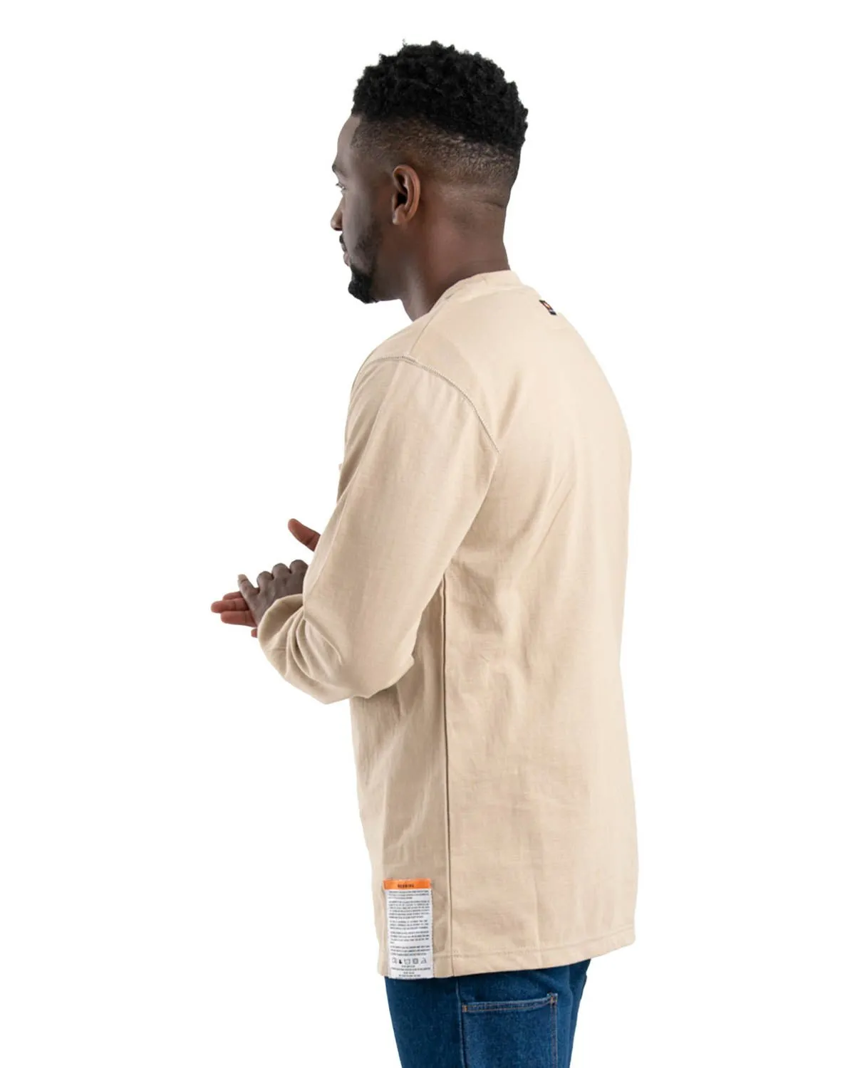 Layering Piece Easy Comfort Berne Mens Khaki 100% Cotton FR Crew Neck T-Shirt S/S