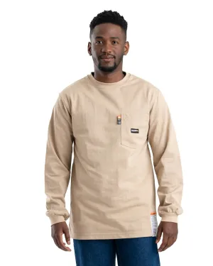 Berne Mens Khaki 100% Cotton FR Crew Neck T-Shirt S/S Elasticized Bottom Hem Practical Choice Berne Mens Khaki 100% Cotton FR Crew Neck T-Shirt S/S