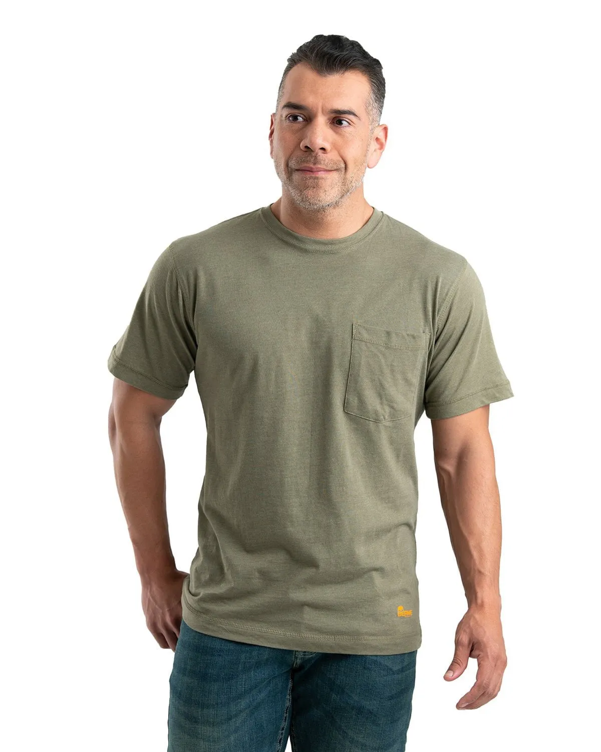 Berne Mens Lichen Cotton Blend Lightweight Performance Tee S/S Quality Material Active Fit
