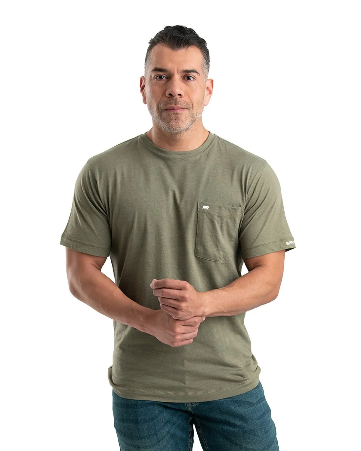 Berne Mens Lichen Cotton Blend Lightweight Performance Tee S/S Affordable Fashion