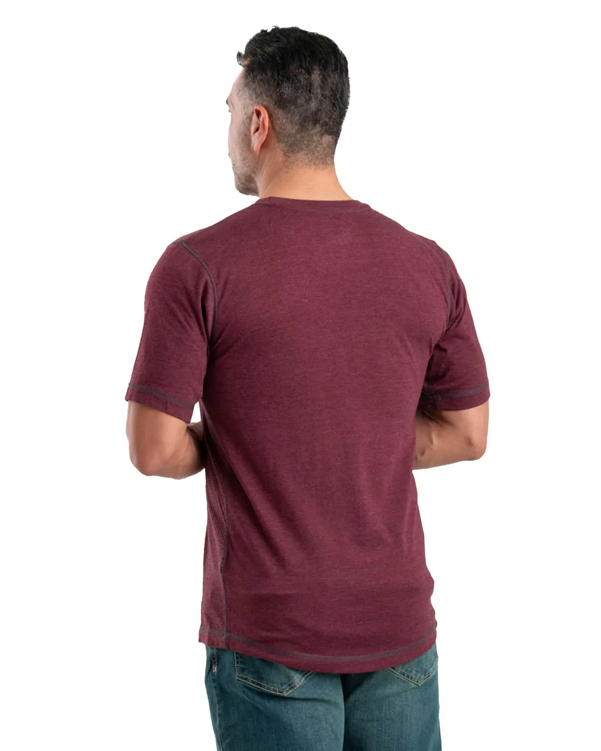 Berne Mens Maroon Cotton Blend WorkVent Performance Pocket Tee S/S Go-To Look