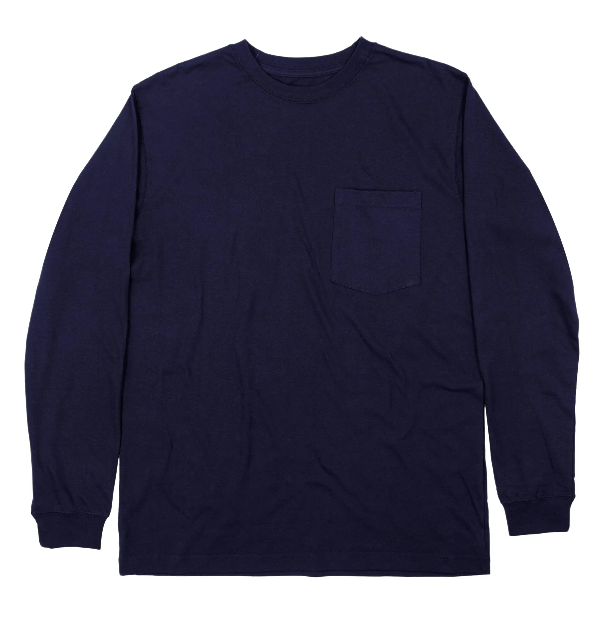 Berne Mens Navy 100% Cotton Heavyweight Pocket Tee S/S Stretchy Cloth