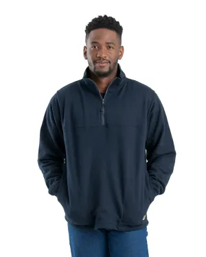 Berne Mens Navy Cotton Blend Fleece Quarter Zip Breathable wear Berne Mens Navy Cotton Blend Fleece Quarter Zip Everyday Look Lightweight Weave