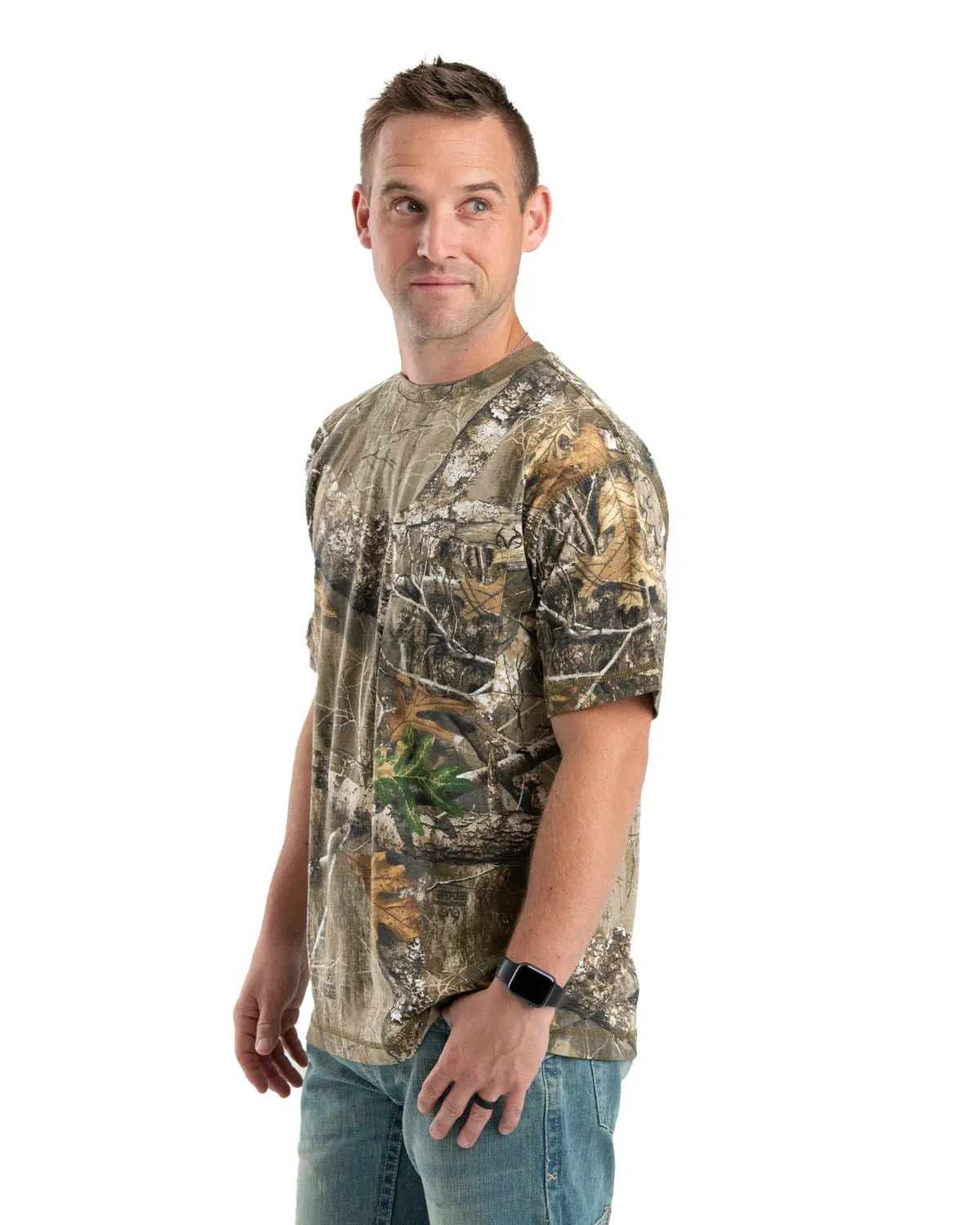 Quick Release Cuffs Berne Mens Realtree Edge Cotton Blend Lightweight Performance Tee S/S