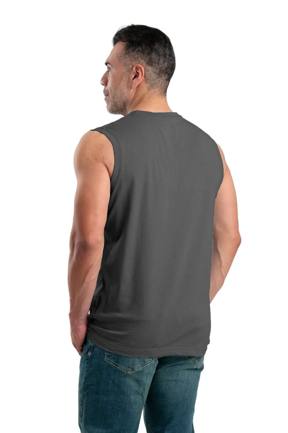 Berne Mens Slate Cotton Blend Performance Pocket Tee S/L Creative Professional