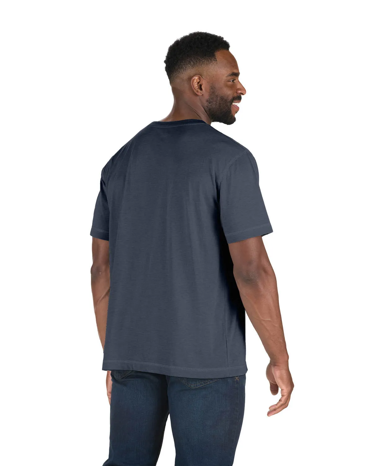 holiday season Athletic Look Berne Mens Space Blue Cotton Blend Lightweight Performance Tee S/S