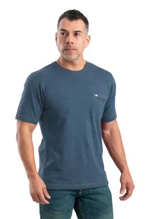 Berne Mens Space Blue Cotton Blend WorkVent Performance Pocket Tee S/S Modern Cut Berne Mens Space Blue Cotton Blend WorkVent Performance Pocket Tee S/S Soft Stretch Collar