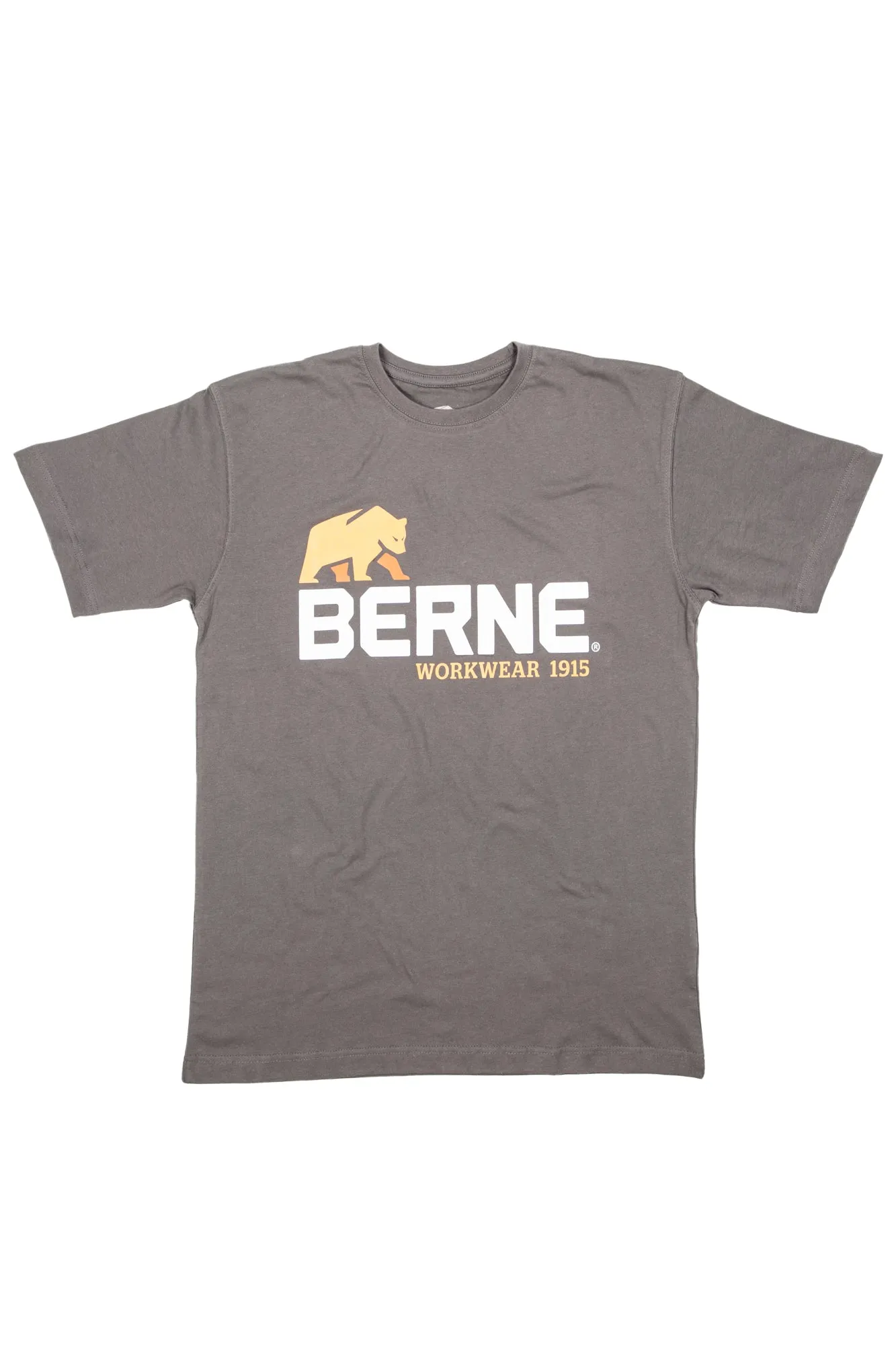 Tailored Fit Berne Mens Titanium 100% Cotton Logo Tee S/S