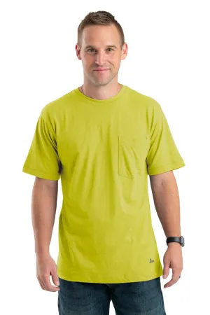 Berne Mens Yellow Cotton Blend Performance Pocket Tee S/S Adjustable Cuffs Everyday Layer Berne Mens Yellow Cotton Blend Performance Pocket Tee S/S