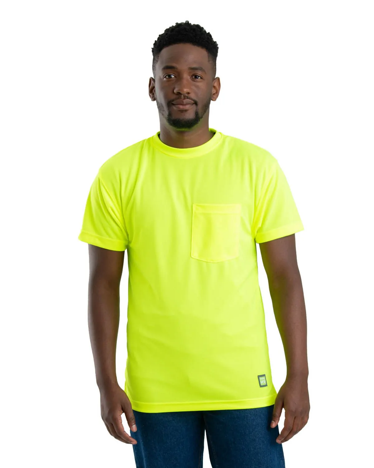 Berne Mens Yellow Polyester Enhanced Visibility S/S Tee S/S Odorless Binding Tape Designer Touch