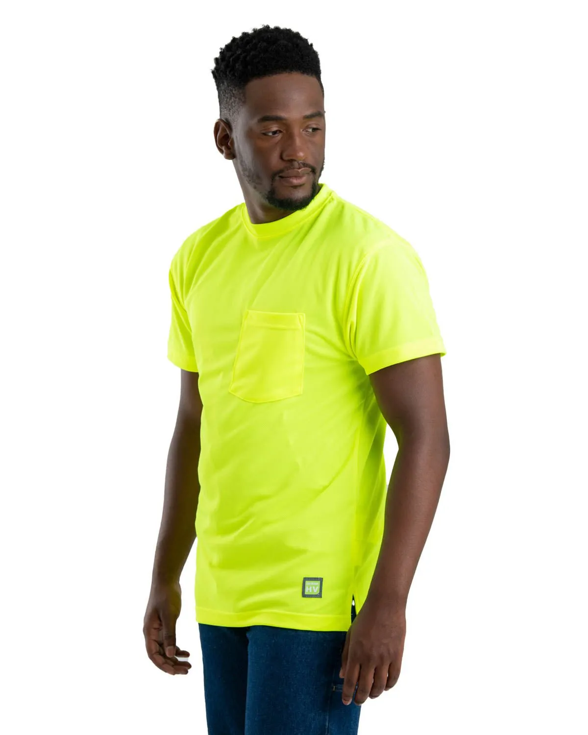 Sustainable production Berne Mens Yellow Polyester Enhanced Visibility S/S Tee S/S