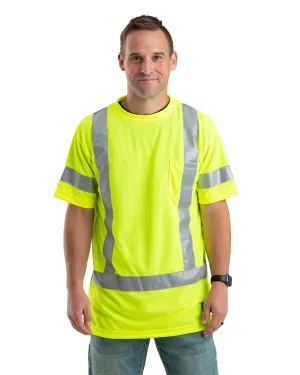 Berne Mens Yellow Polyester Hi-Vis Class 3 Performance S/S Ultimate Comfort Abrasion resistant Professional Look Berne Mens Yellow Polyester Hi-Vis Class 3 Performance S/S