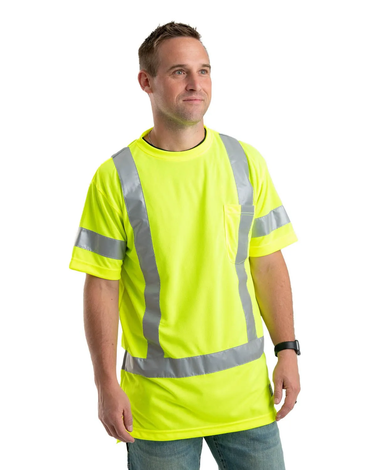 Fashionable Comfort Berne Mens Yellow Polyester Hi-Vis Class 3 Performance S/S