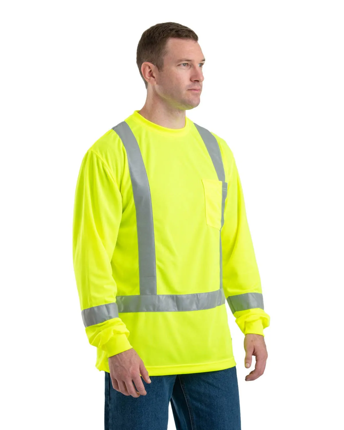 Boho chic Berne Mens Yellow Polyester Hi-Viz Performance L/S Tee S/S