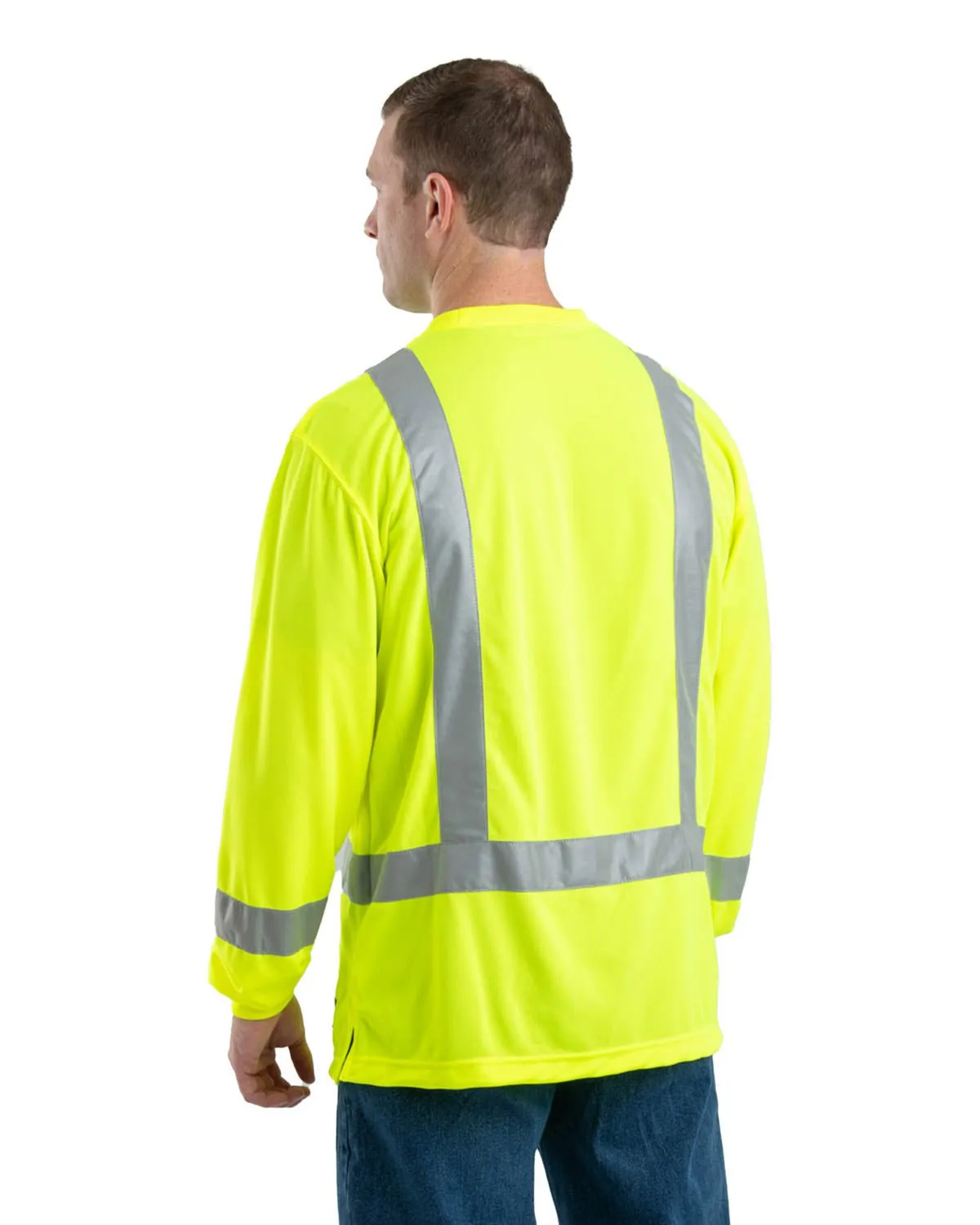 Weekend Wear Berne Mens Yellow Polyester Hi-Viz Performance L/S Tee S/S