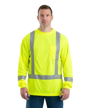 Berne Mens Yellow Polyester Hi-Viz Performance L/S Tee S/S Perfect Look Effortless Comfort Ruffle Edge Berne Mens Yellow Polyester Hi-Viz Performance L/S Tee S/S