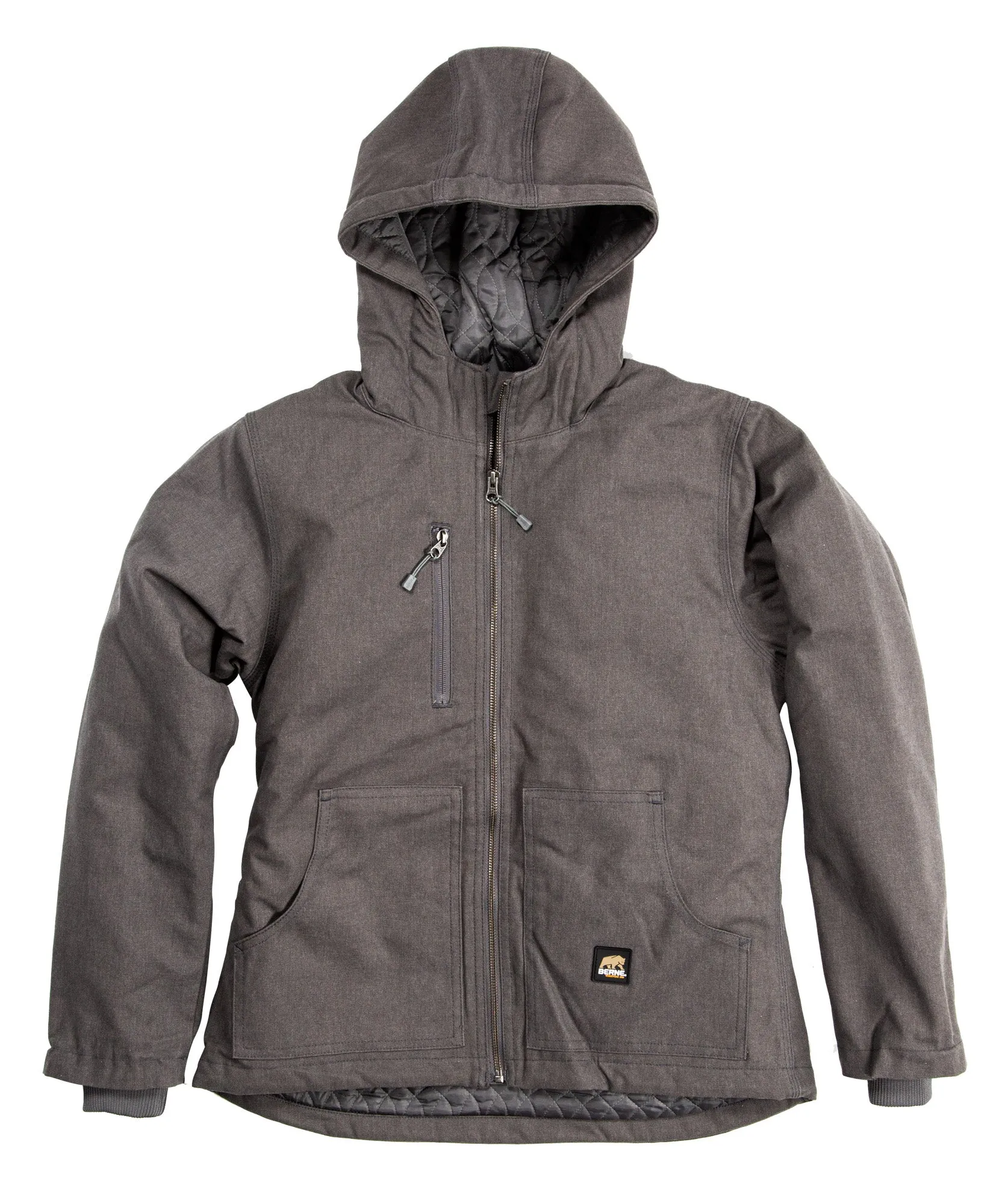 Berne Titanium Cotton Blend Ladies Modern Heathered Jacket Stretch Classic Gym Ready Active Fit
