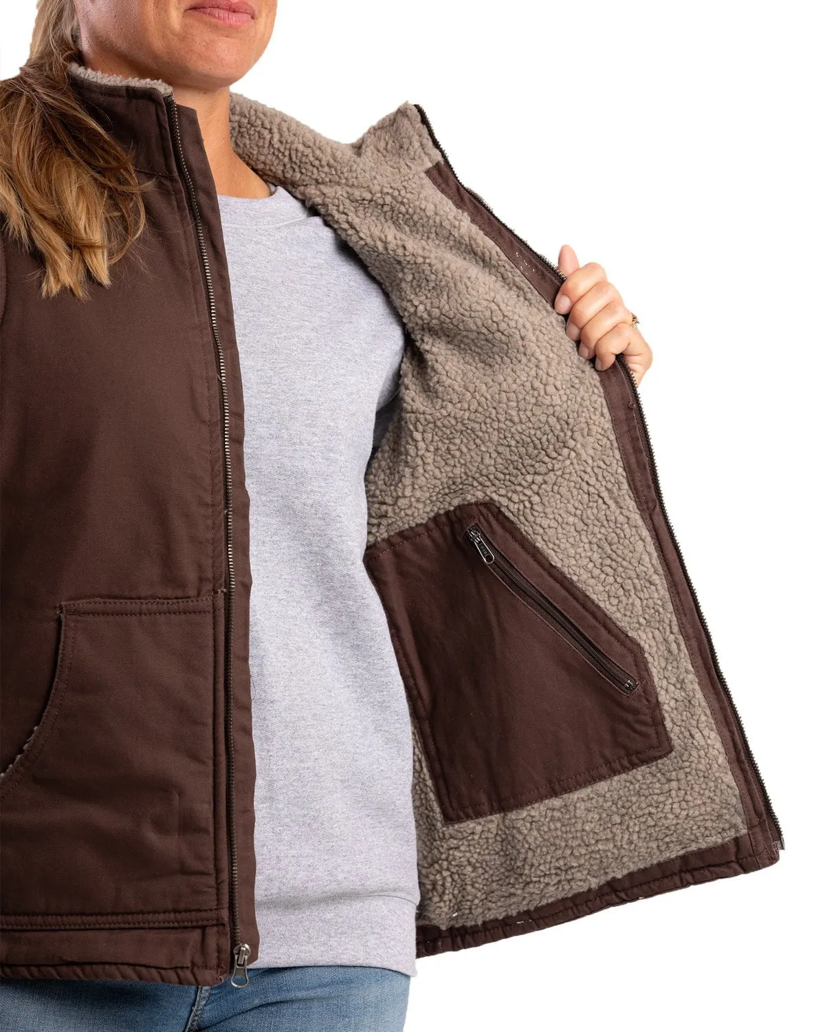 Soft Stretch Berne Tuscan 100% Cotton Ladies Canyon Sherpa Lined Vest