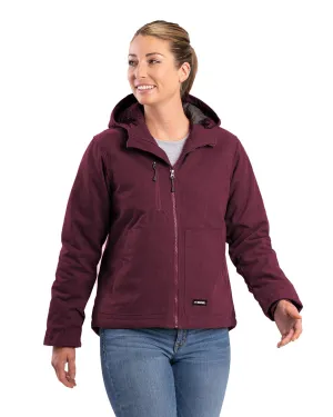 Berne Womens Heathered Duck Hooded Burgundy Cotton Blend Jacket Sophisticated Look Berne Womens Heathered Duck Hooded Burgundy Cotton Blend Jacket Flex Look