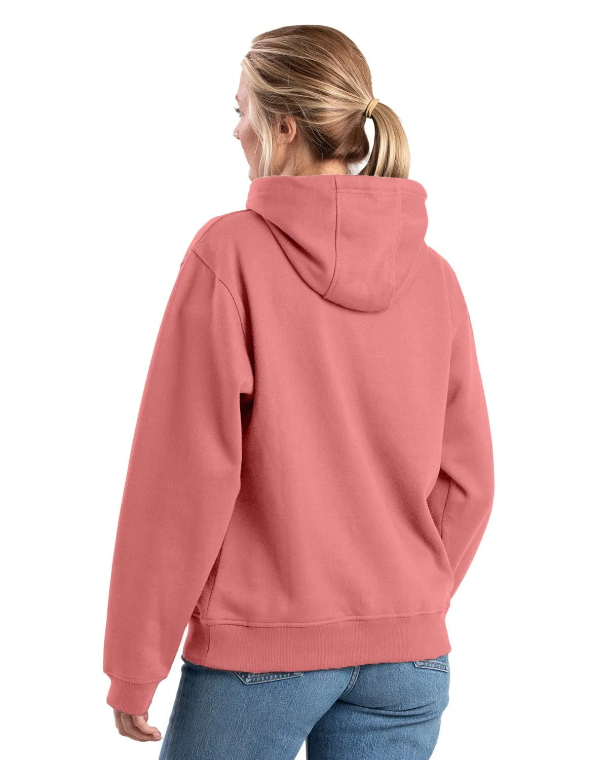 All Purpose Comfortable Choice Berne Womens Heritage Zippered Pocket Pink Plume Cotton Blend Hoodie